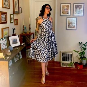 Ted Baker Vintage Jaquard Dress - 8-10 (M) Lined With Pockets